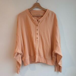 American Eagle Henley Button Peach Oversized Sweater Size Large NWOT